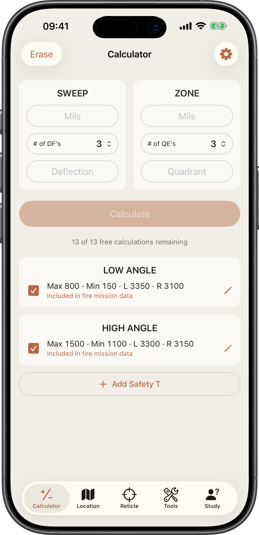 Sweep & Zone sweep and zone calculator