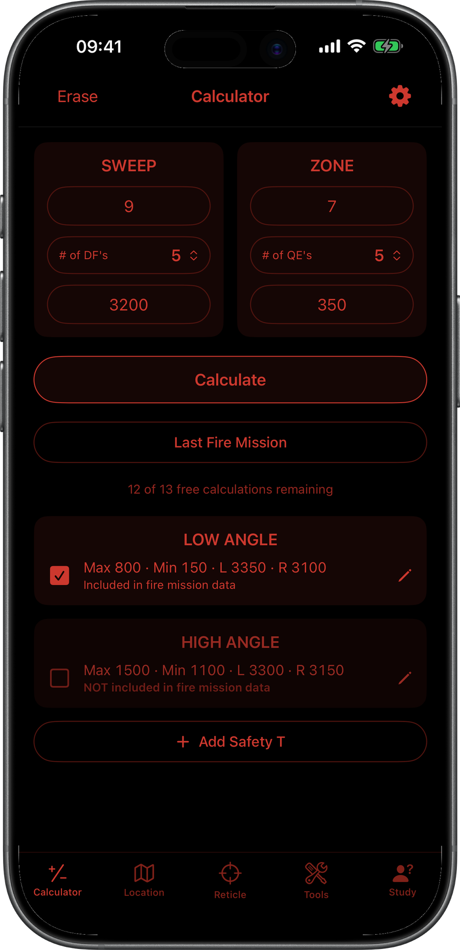 Sweep & Zone field night mode